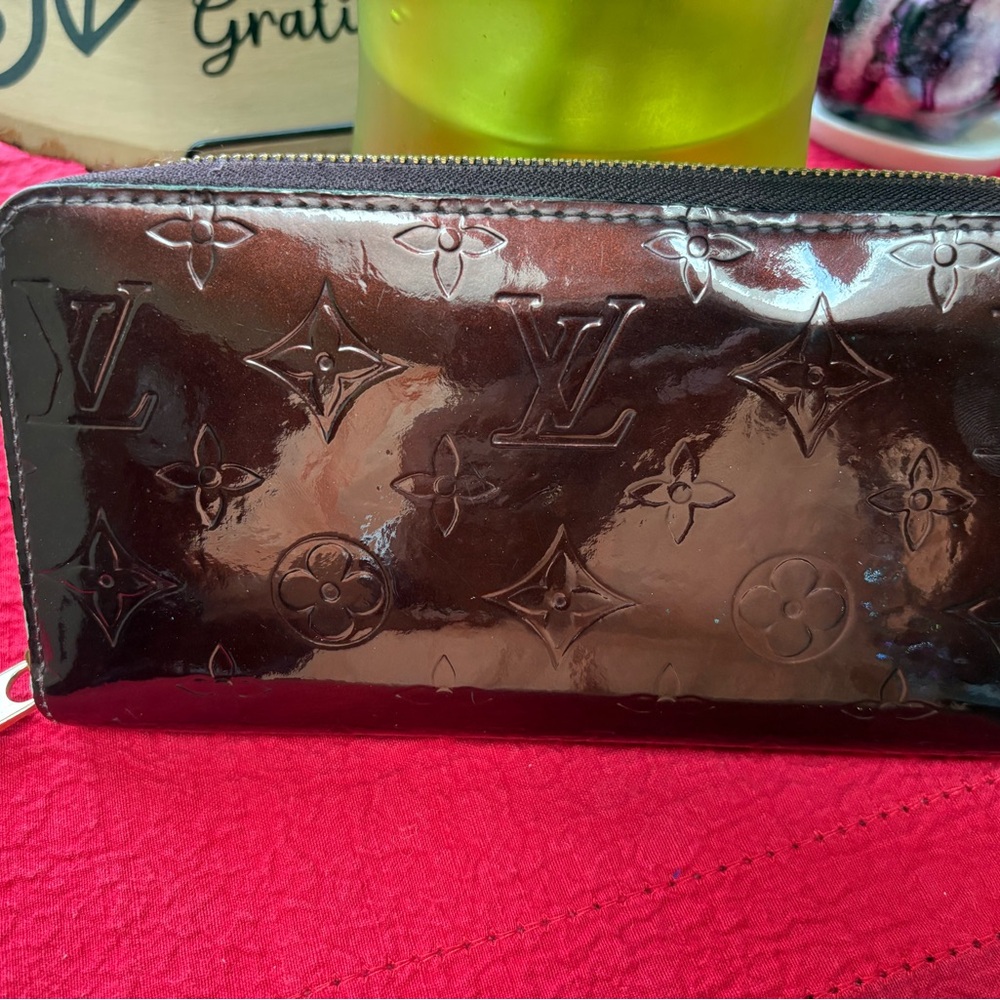 Louis Vuitton Burgundy Vernis Zipper Wallet